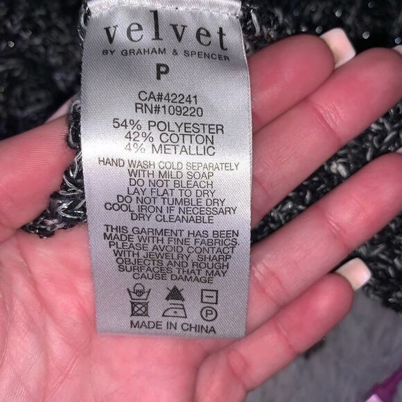 Velvet by Graham & Spencer cardigan sweater black silver cardigan loose SZ MD - Picture 7 of 16